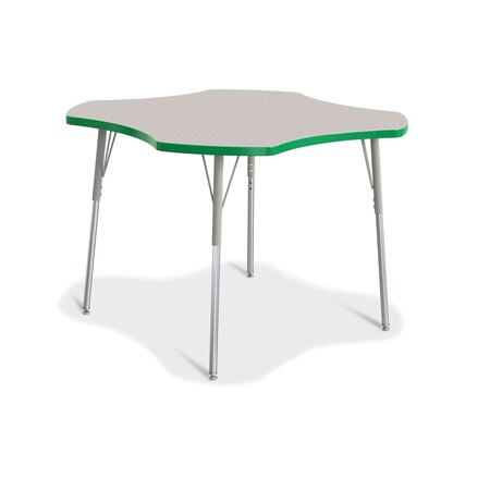 Jonti-Craft Berries Four Leaf Activity Table, A-height, Freckled Gray/Green/Gray 6453JCA119